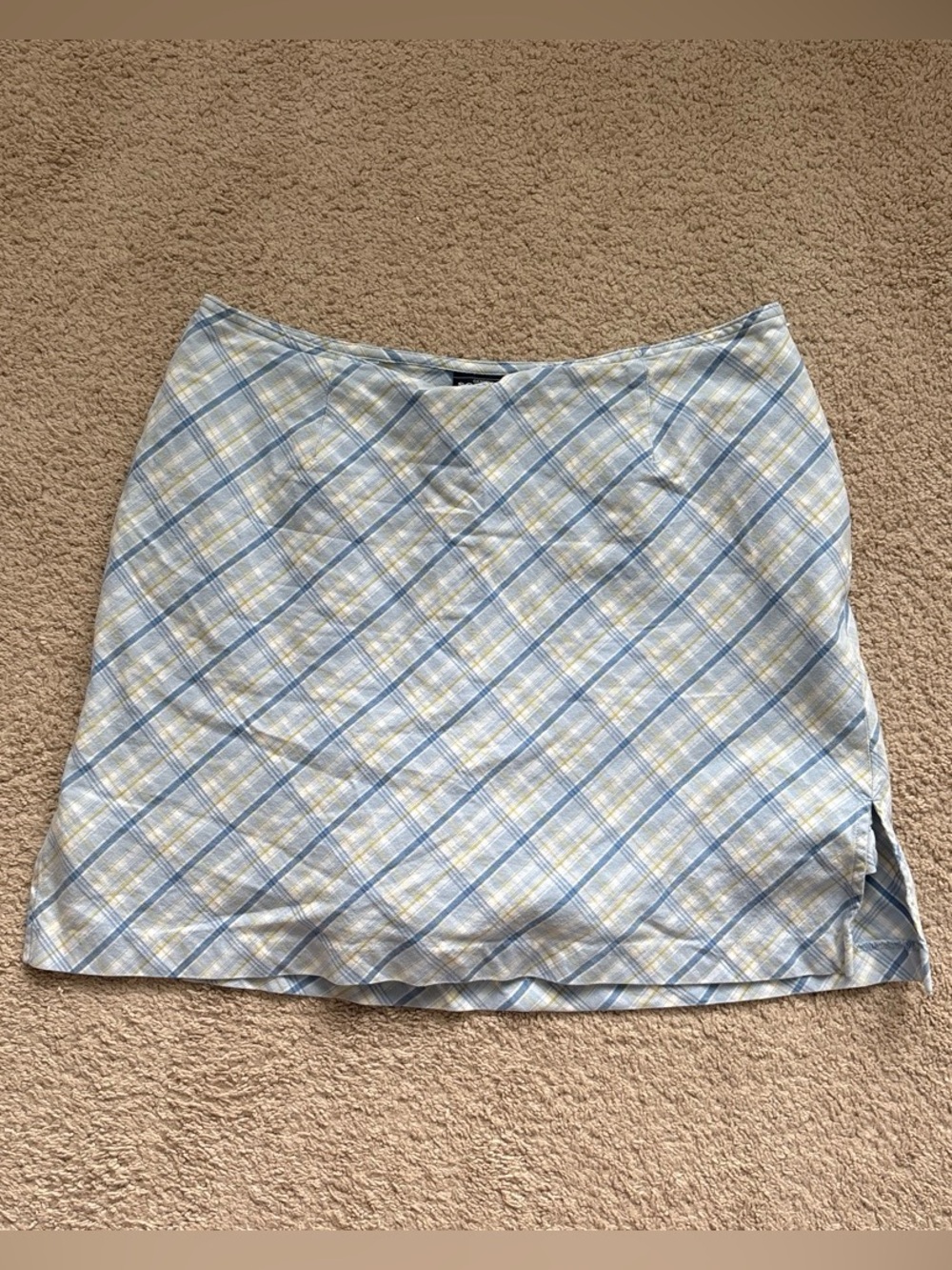 Sonoma Plaid Mini Skirt - Light Blue & Cream